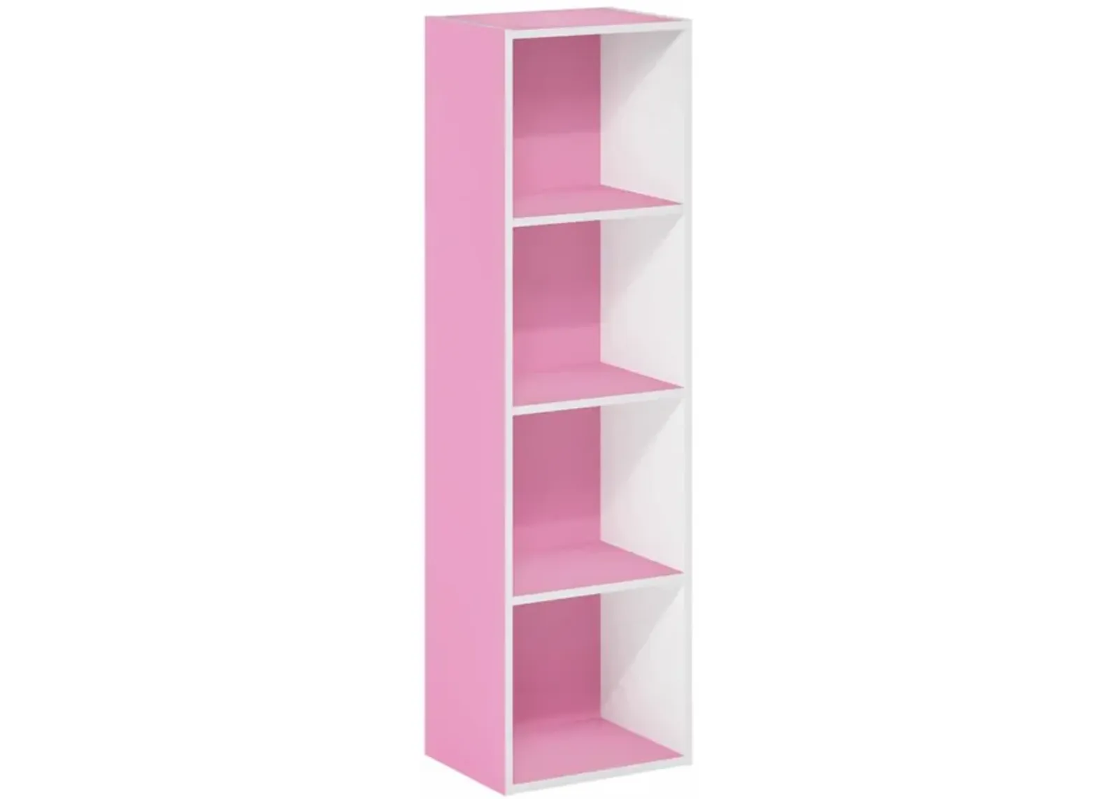 Furinno Luder Bookcase / Book / Storage, 4-Tier Cube, Pink/White