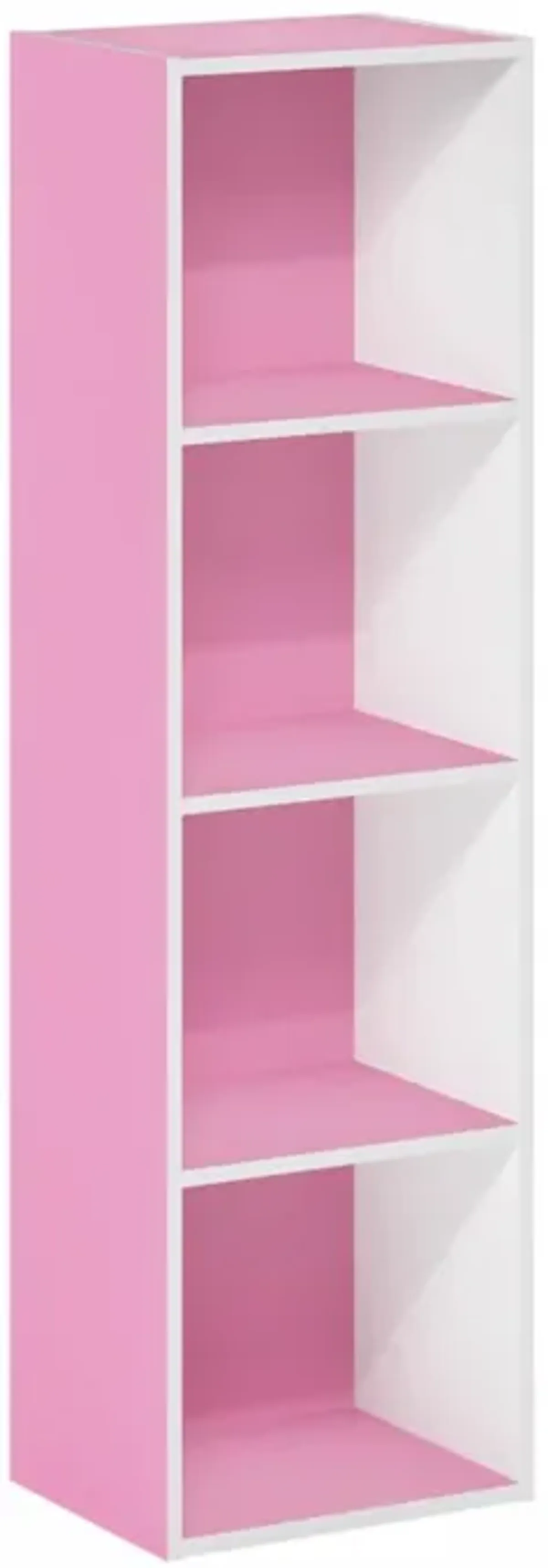 Furinno Luder Bookcase / Book / Storage, 4-Tier Cube, Pink/White