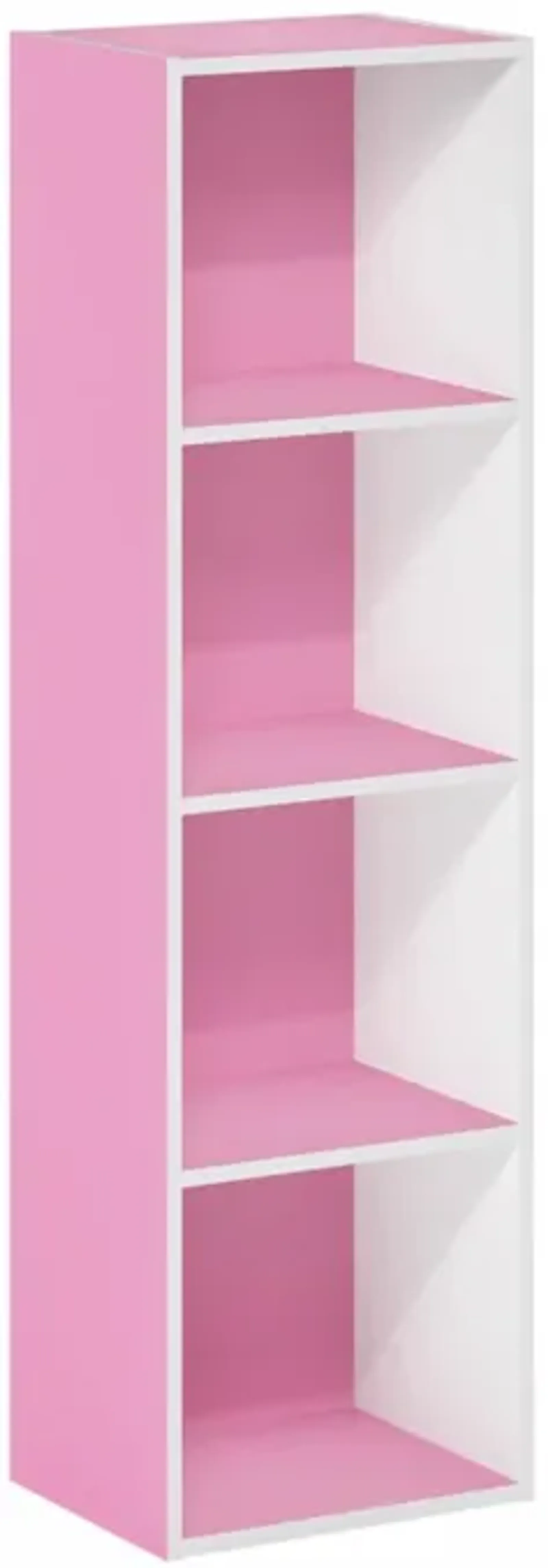 Furinno Luder Bookcase / Book / Storage, 4-Tier Cube, Pink/White