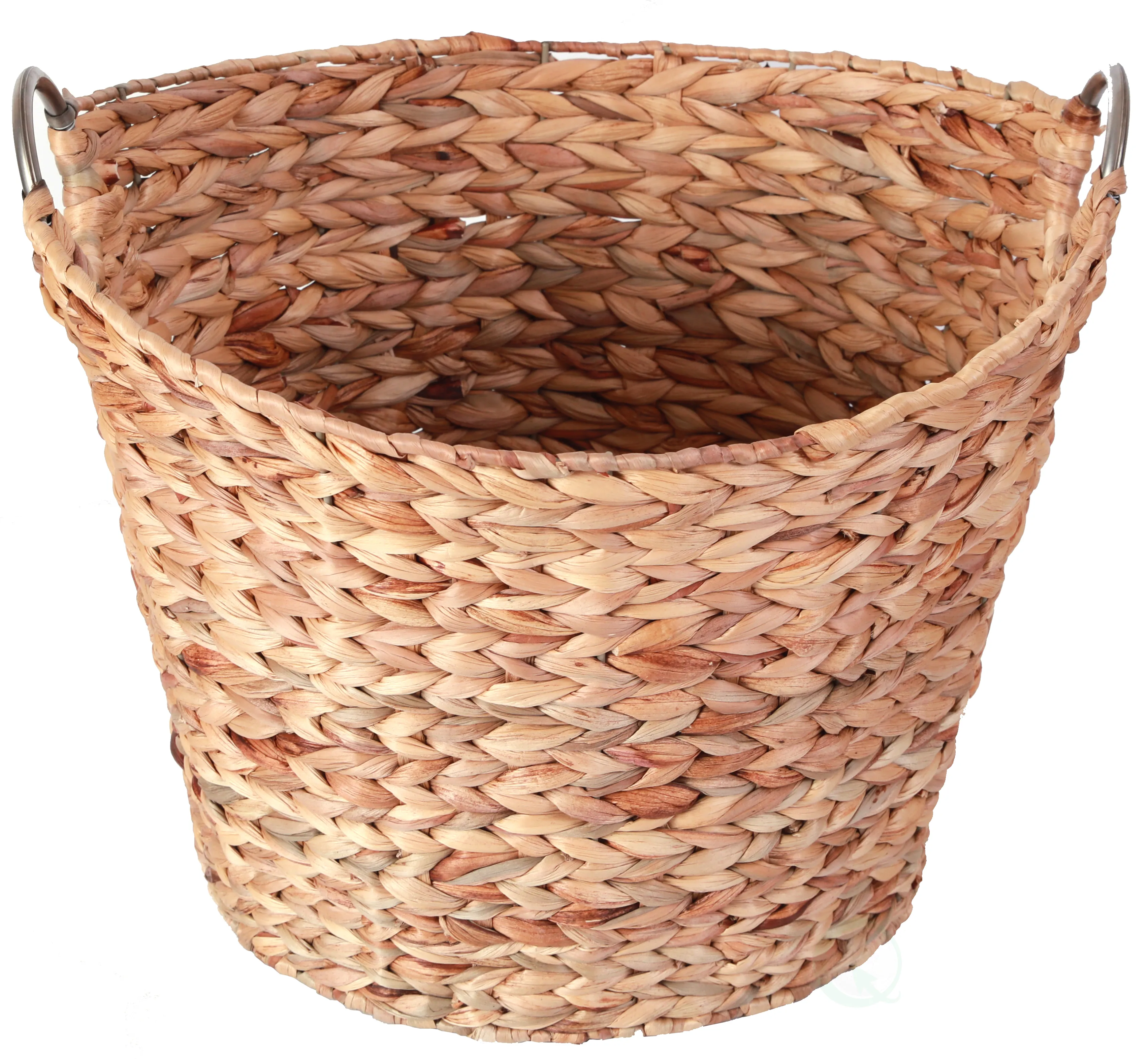 Water Hyacinth Wicker Large Round Storage Laundry Basket with Handles