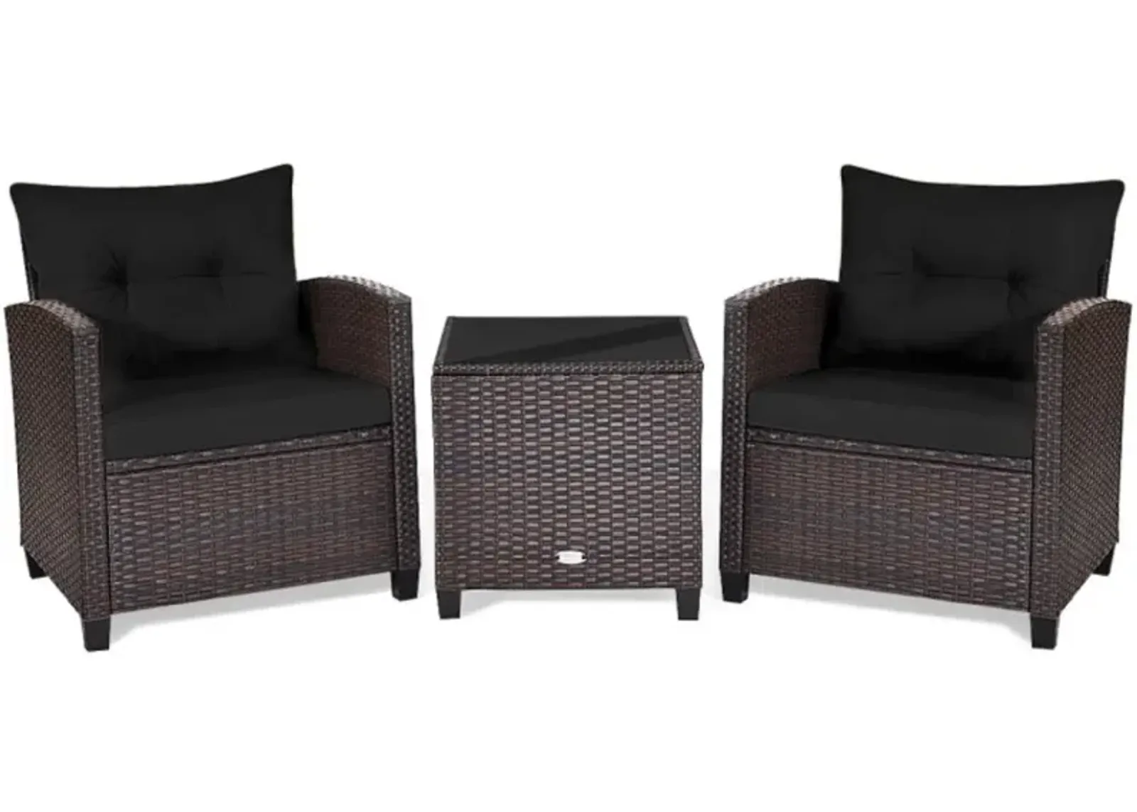 Hivvago 3 Pieces Rattan Patio Furniture Set with Washable Cushion