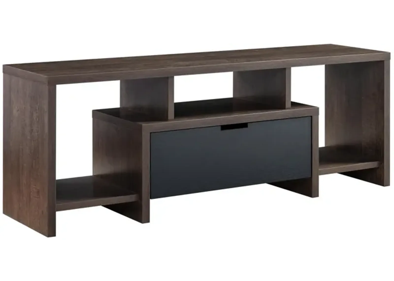 Elle 60 Inch TV Media Entertainment Console, 3 Compartments, Drawer, Walnut-Benzara