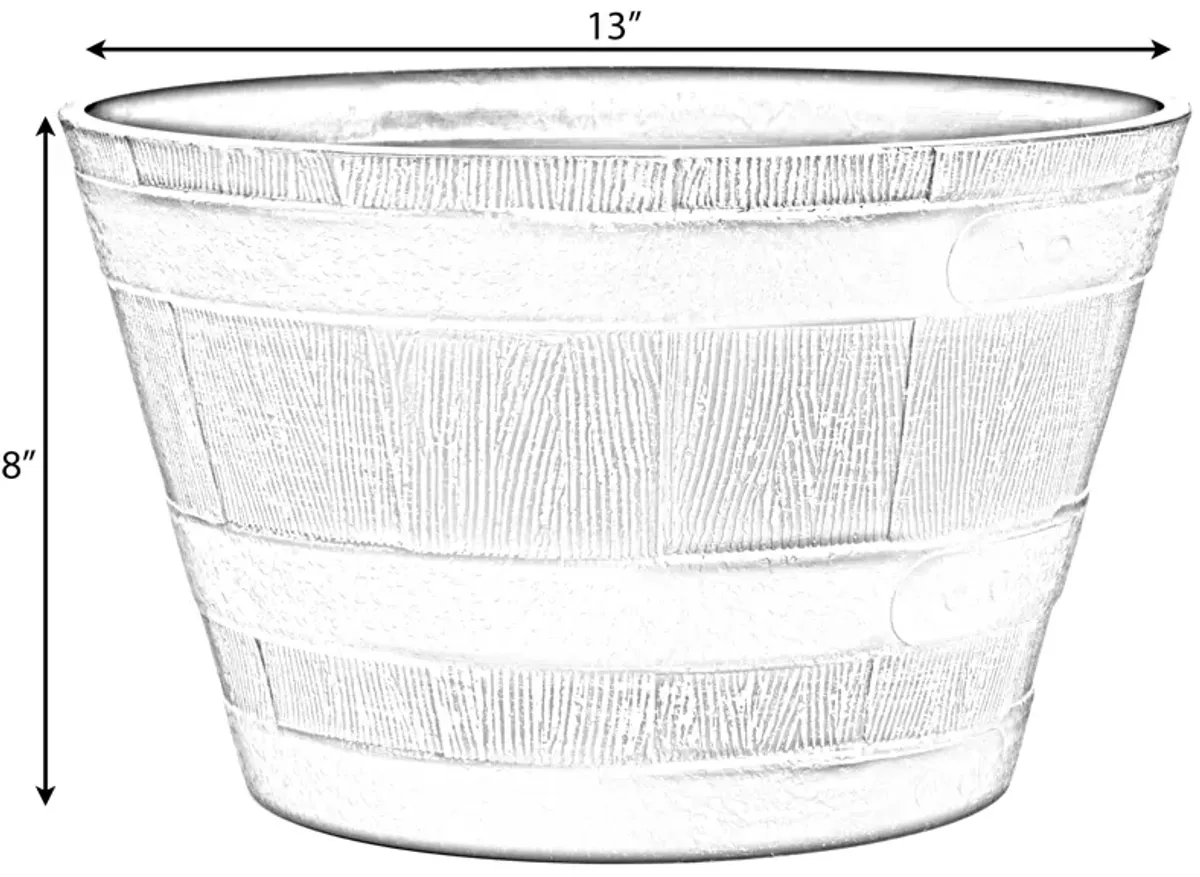 Rustic Wood - Look Plastic Half Barrel Flower Pot, Pack of 4