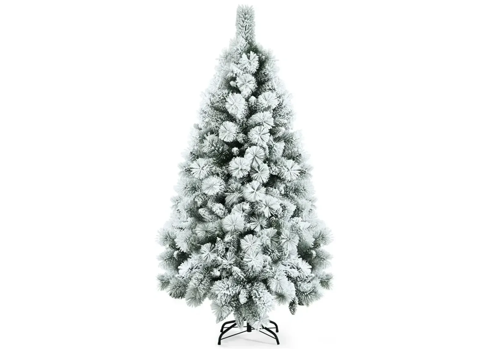 Flocked Hinged Artificial Christmas Slim Tree with Pine Needles