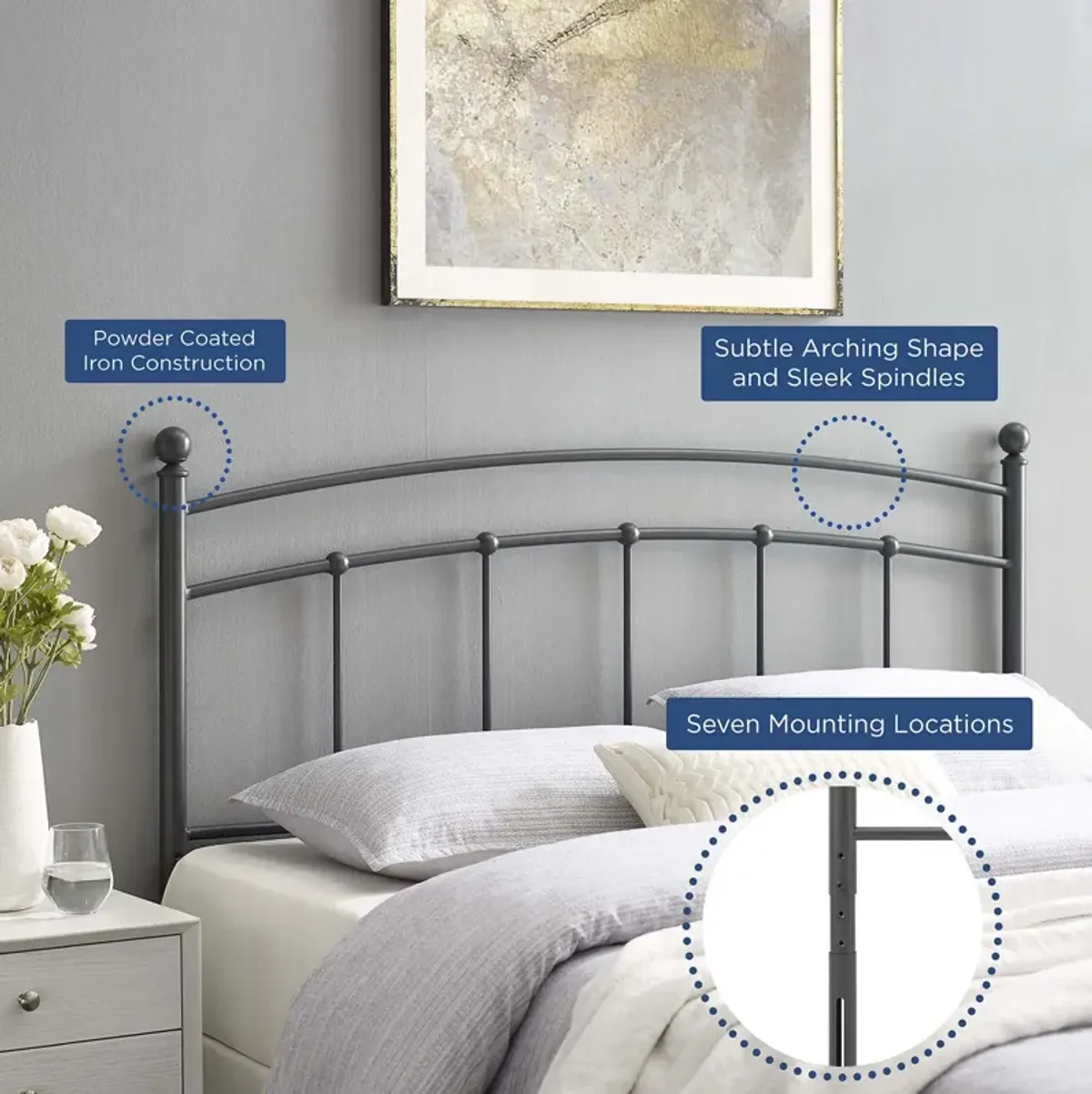 Modway - Abigail Queen Metal Headboard