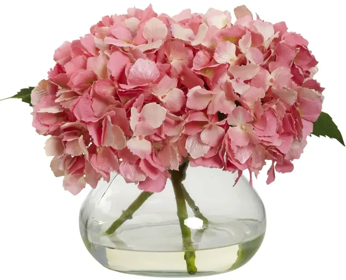Nearly Natural Blooming Hydrangea w/Vase Pink