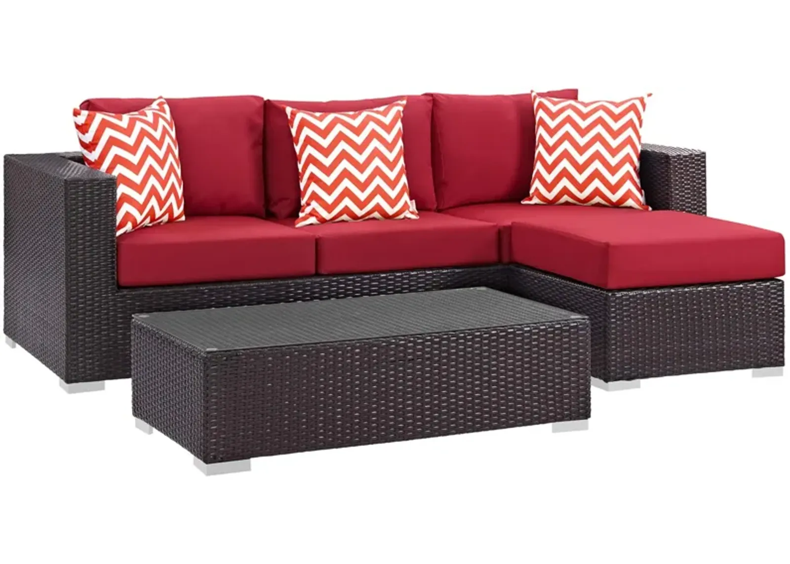 Convene Outdoor Sectional Series - Durable Rattan Weave, Weather-Resistant Cushions, Patio Sofa Set with Coffee Table, Ottoman, and Sofa