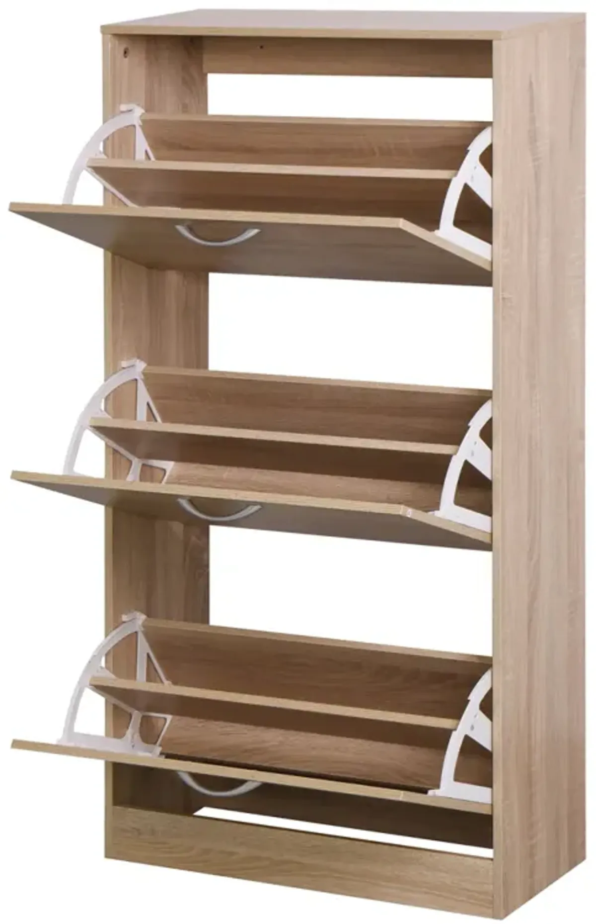 3-Drawer Shoe Storage Cabinet, 3-Tier Wood Shoe Rack Storage Organizer For Entryway