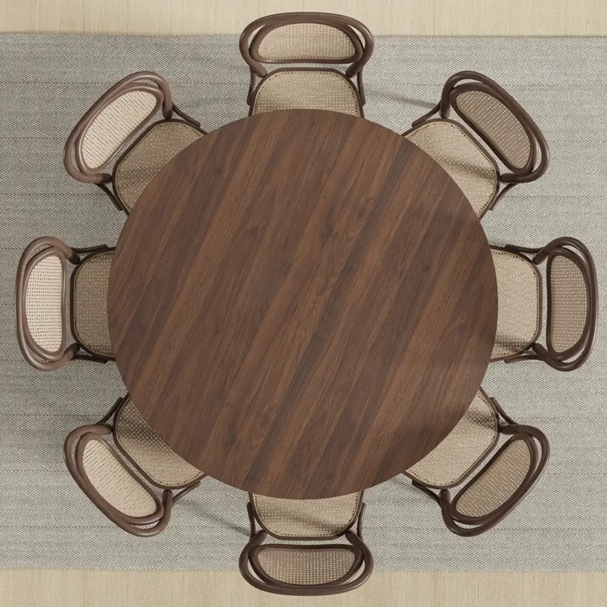 60 Cinna Modern Black Oak Wood Round Dining Table （Seats 8）