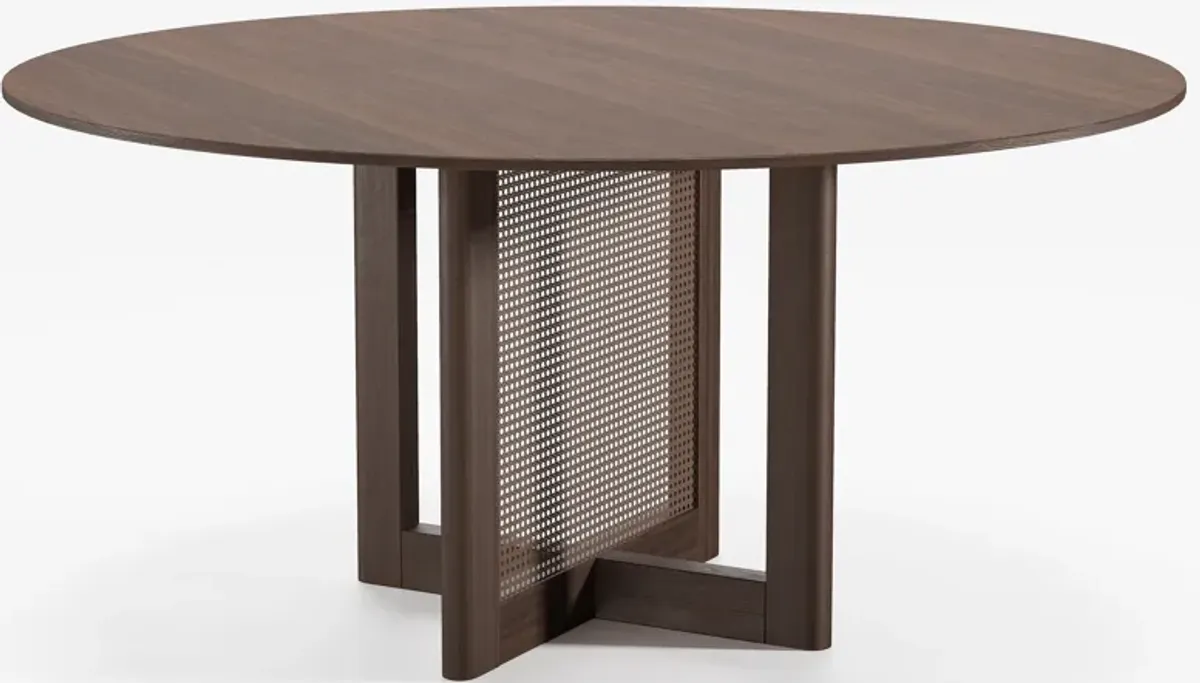 60 Cinna Modern Black Oak Wood Round Dining Table （Seats 8）