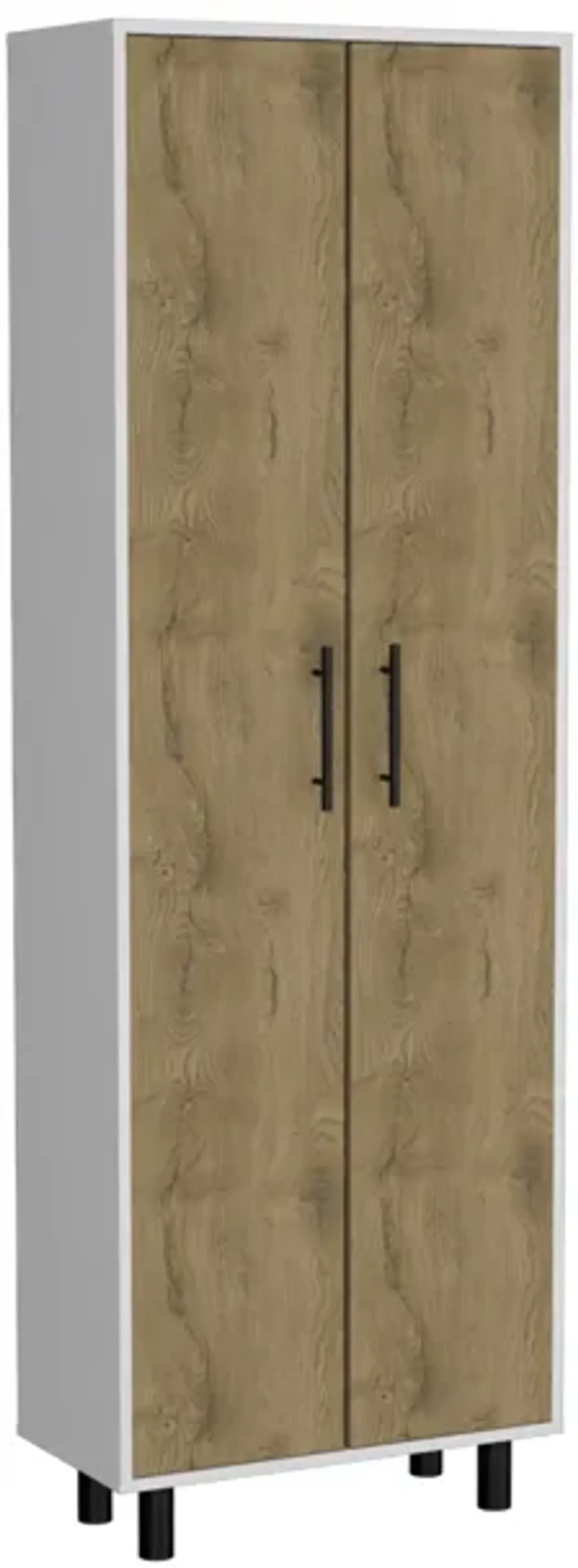 Napoles Multistorage Pantry Cabinet, 5 Interior Shelves, Metal Handle -White / Macadamia