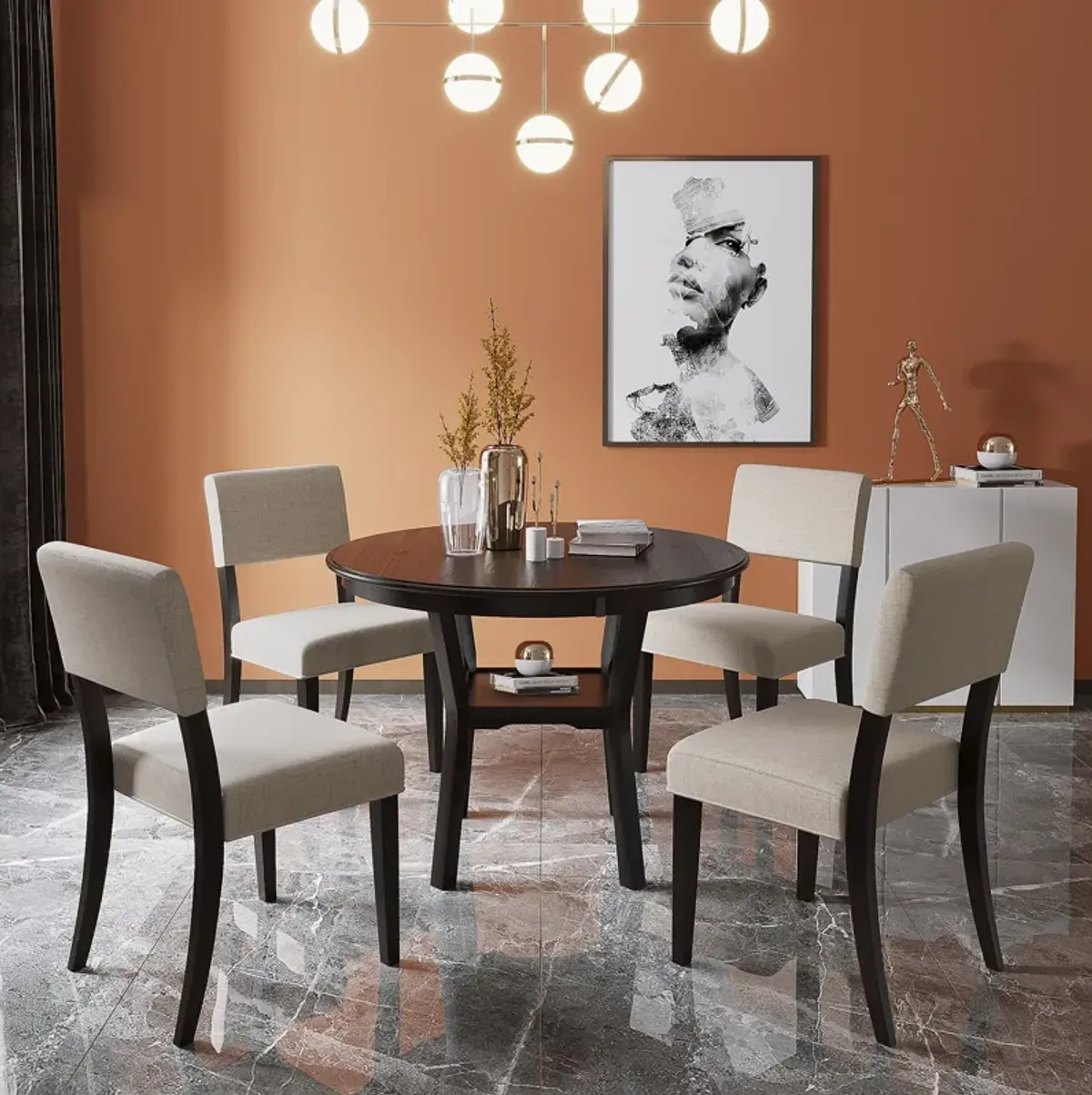 Merax 5-Piece Kitchen Dining Table Chair Set for Dining Room