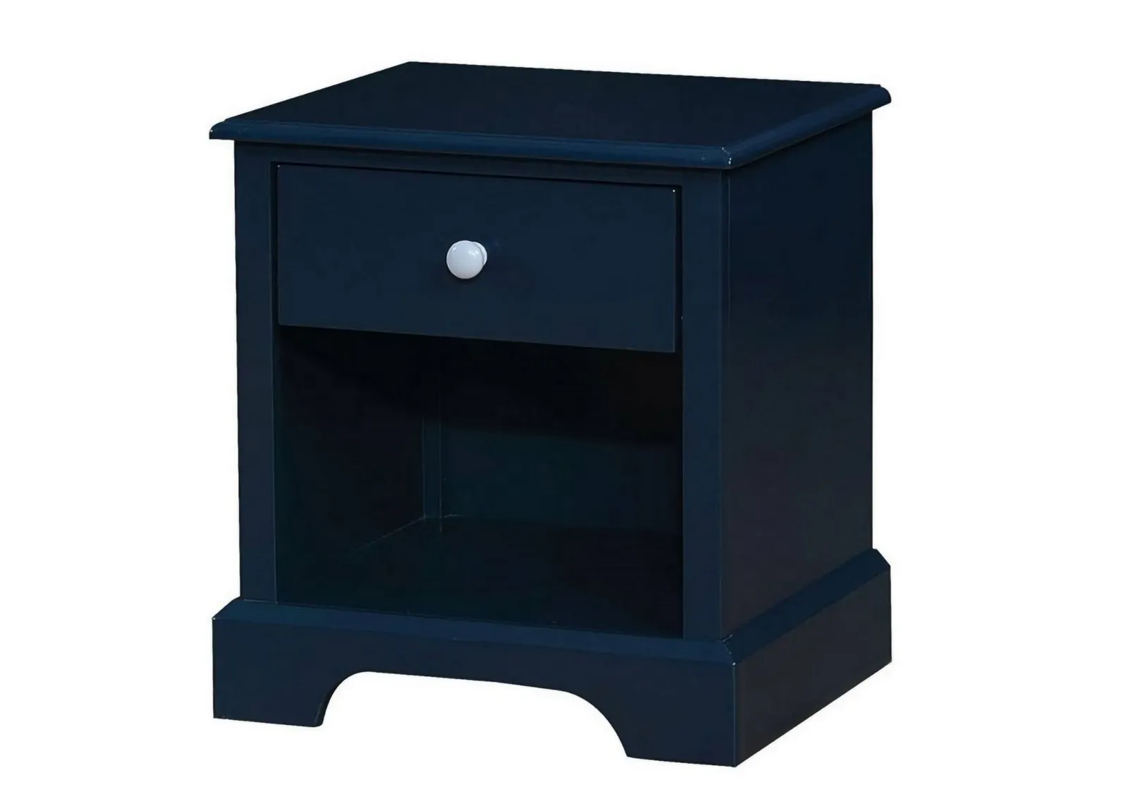 Transitional 1 Drawer Wooden Nightstand with Open Compartment, Blue-Benzara