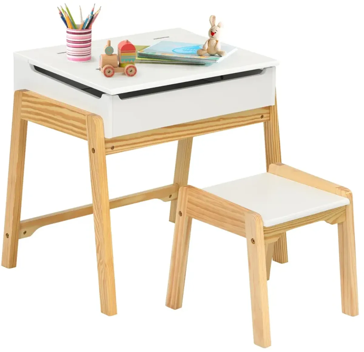 Kids Activity Table and Chair Set with Storage Space for Homeschooling