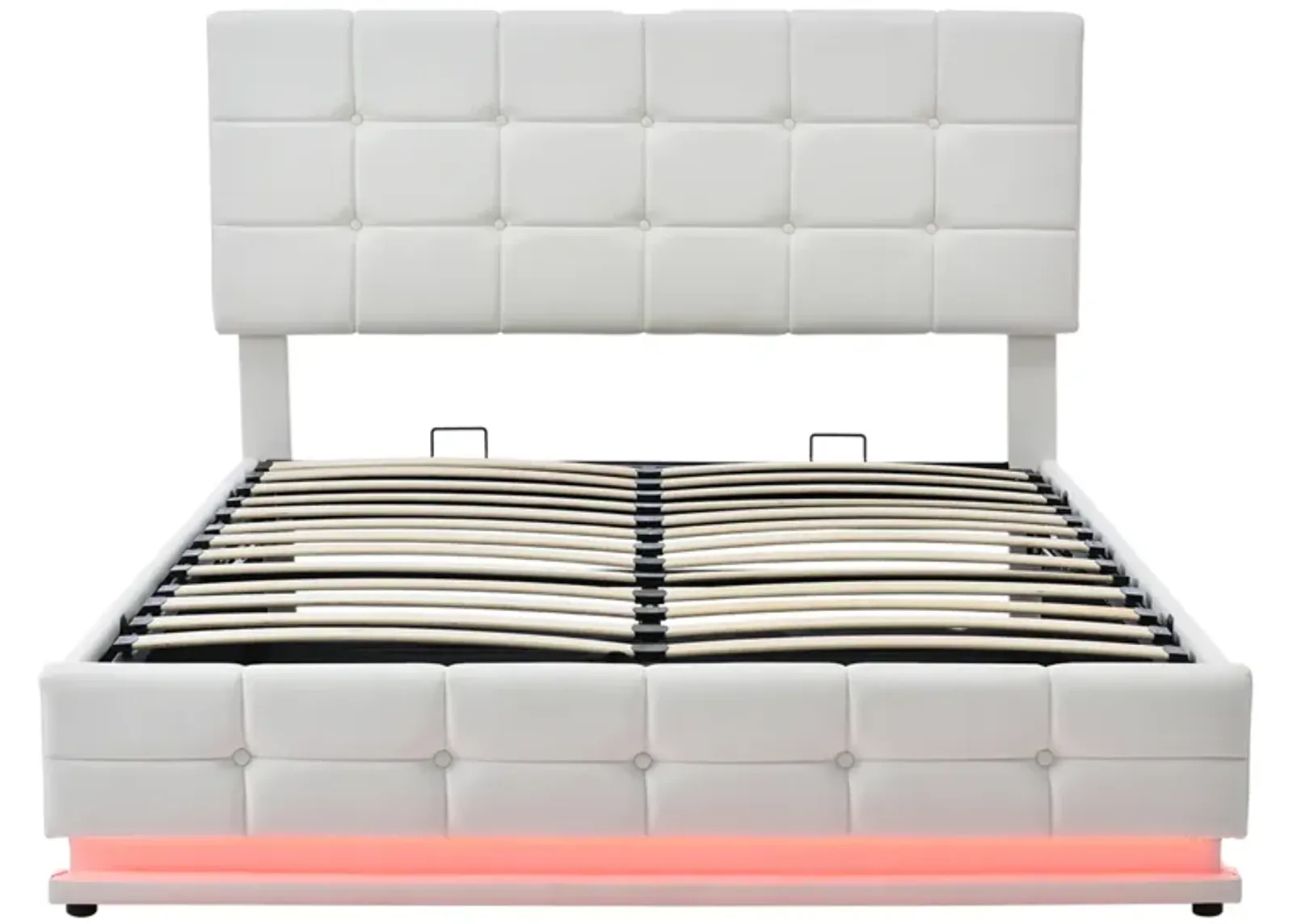 Tufted Upholstered Platform Bed With Hydraulic Storage System, Queen Size PU Storage Bed