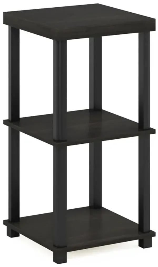 Furinno Turn-N-Tube Classic 3-Tier End Table, Side Table, Espresso/Black