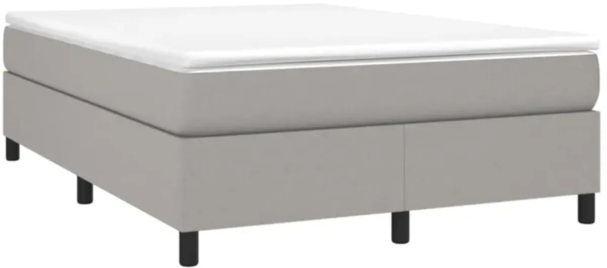 vidaXL Box Spring Bed Frame - Full Size, 100% Polyester Fabric, Light Gray, Modern, Designed for 53.9"x74.8" Mattress, Plywood and Engineered Wood Material