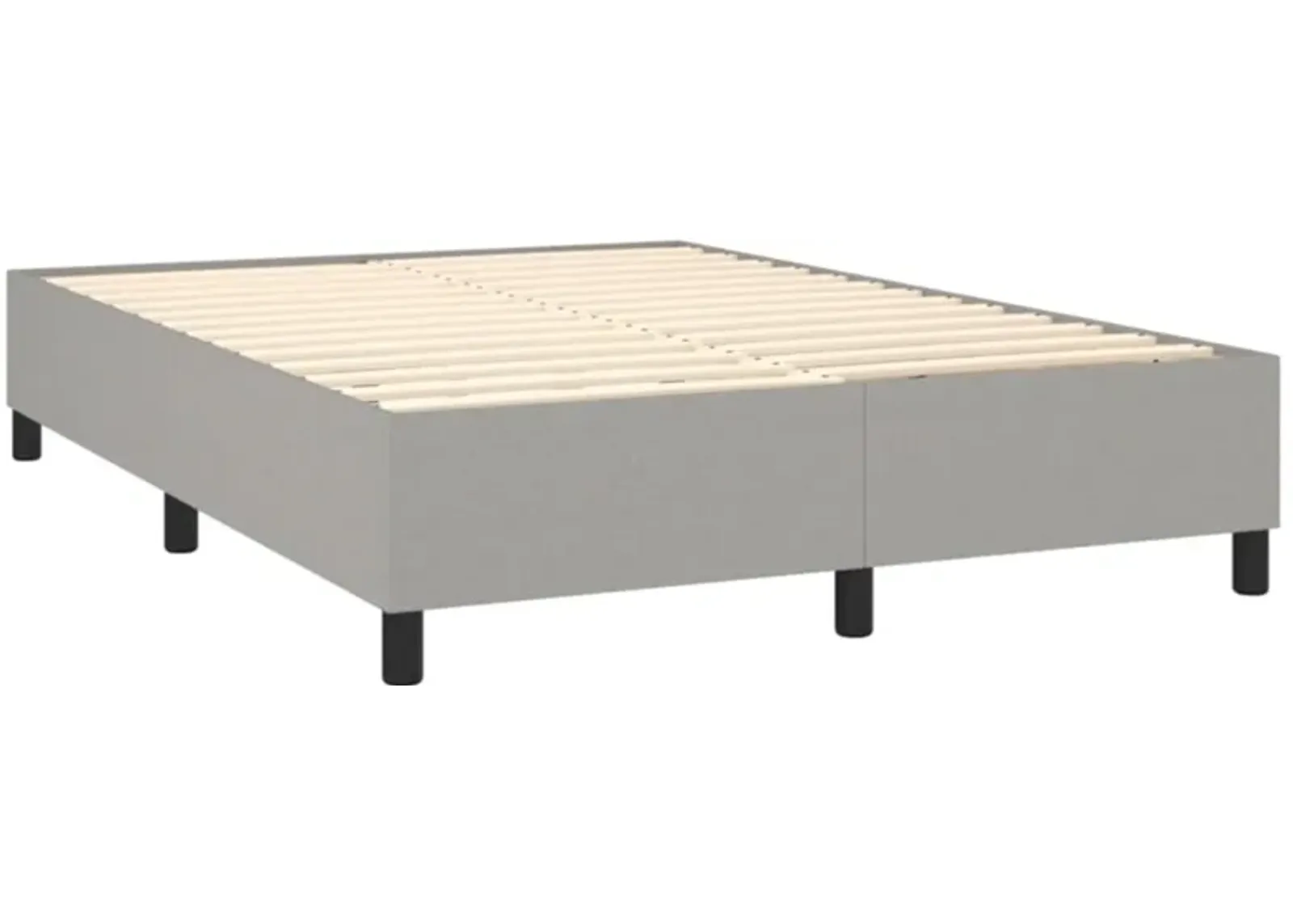 vidaXL Box Spring Bed Frame - Full Size, 100% Polyester Fabric, Light Gray, Modern, Designed for 53.9"x74.8" Mattress, Plywood and Engineered Wood Material