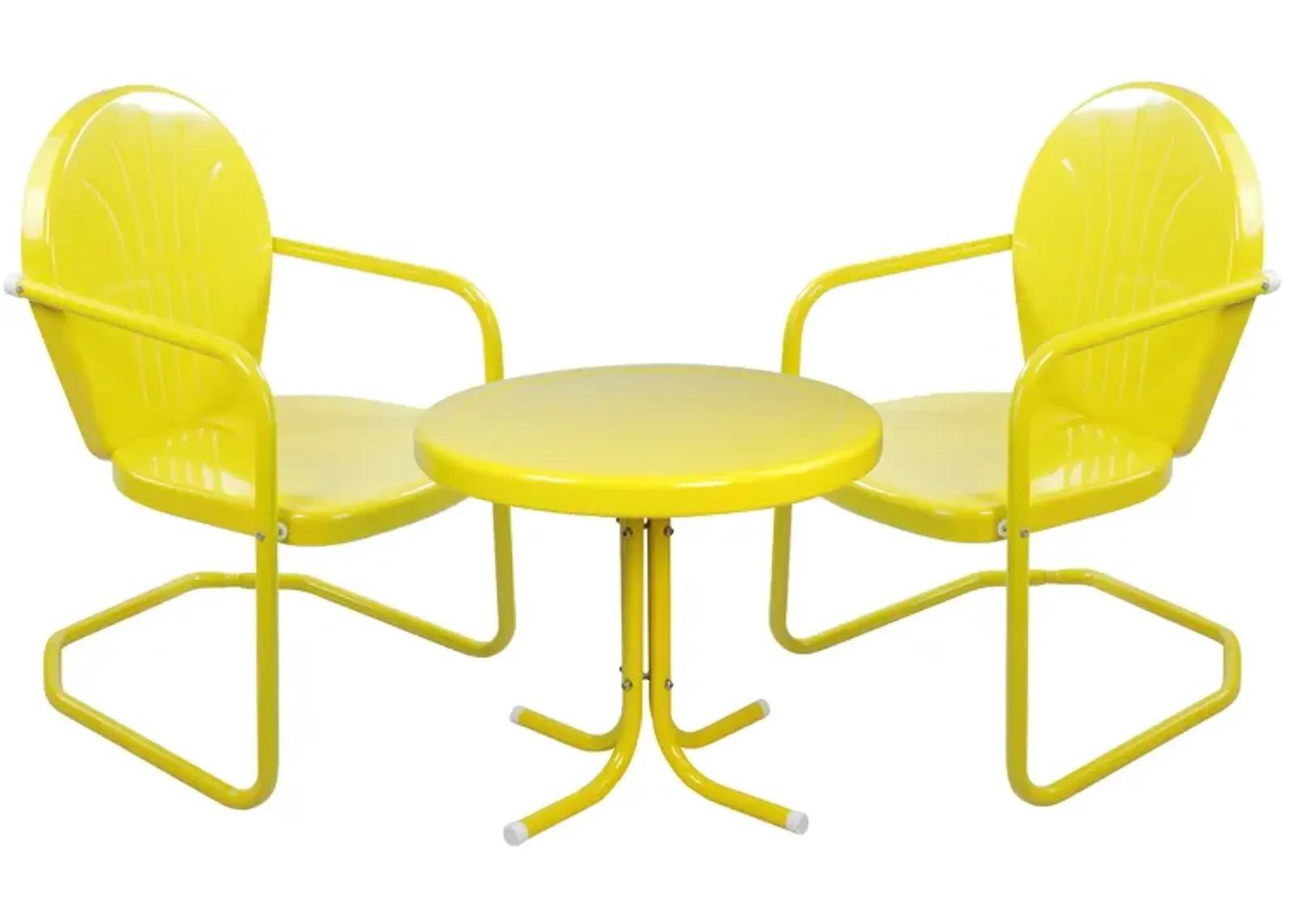 3-Piece Retro Metal Tulip Chairs and Side Table Outdoor Set Lime Green