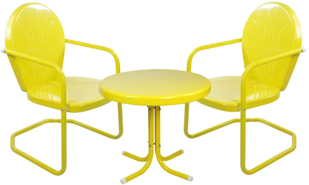 3-Piece Retro Metal Tulip Chairs and Side Table Outdoor Set Lime Green