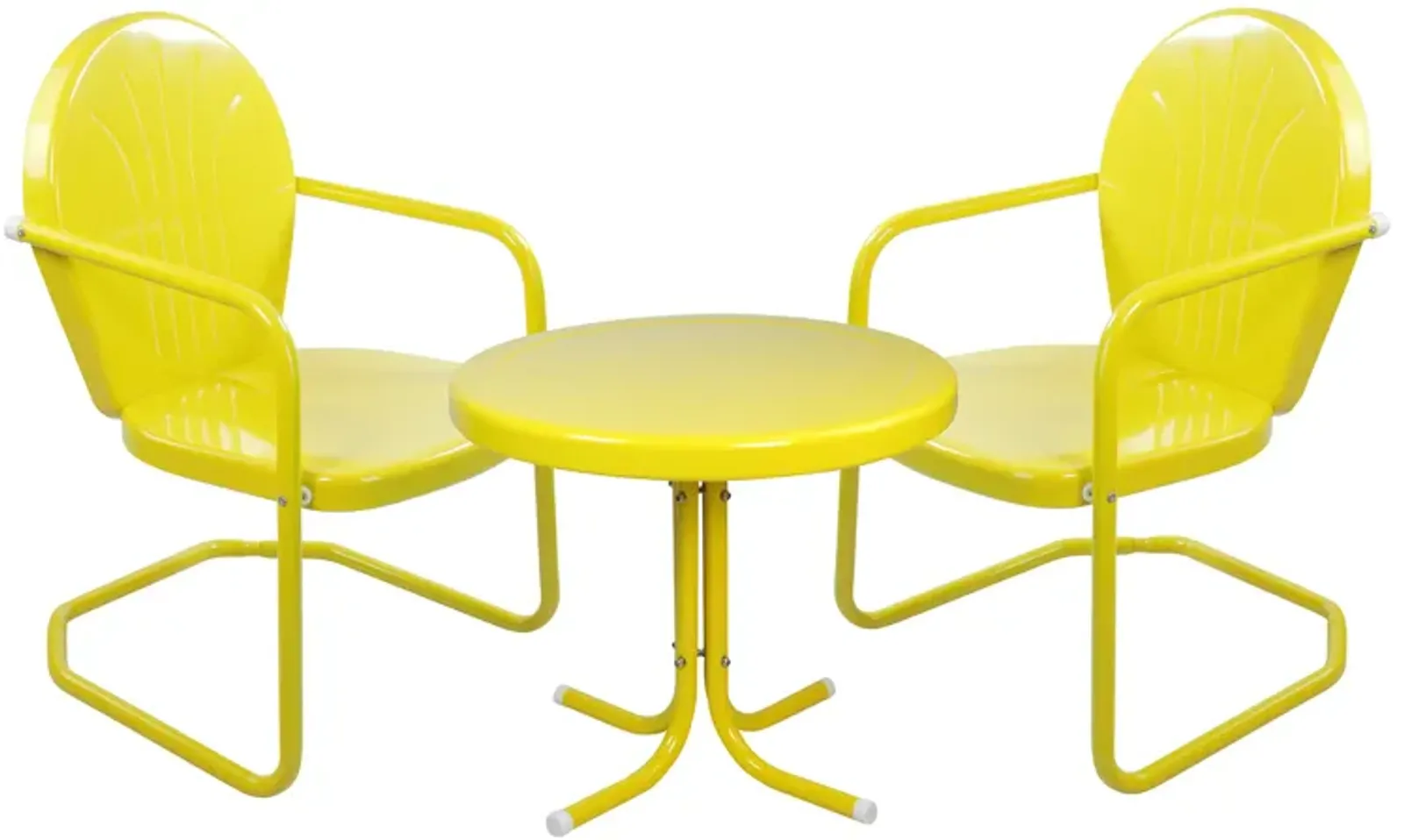 3-Piece Retro Metal Tulip Chairs and Side Table Outdoor Set Lime Green