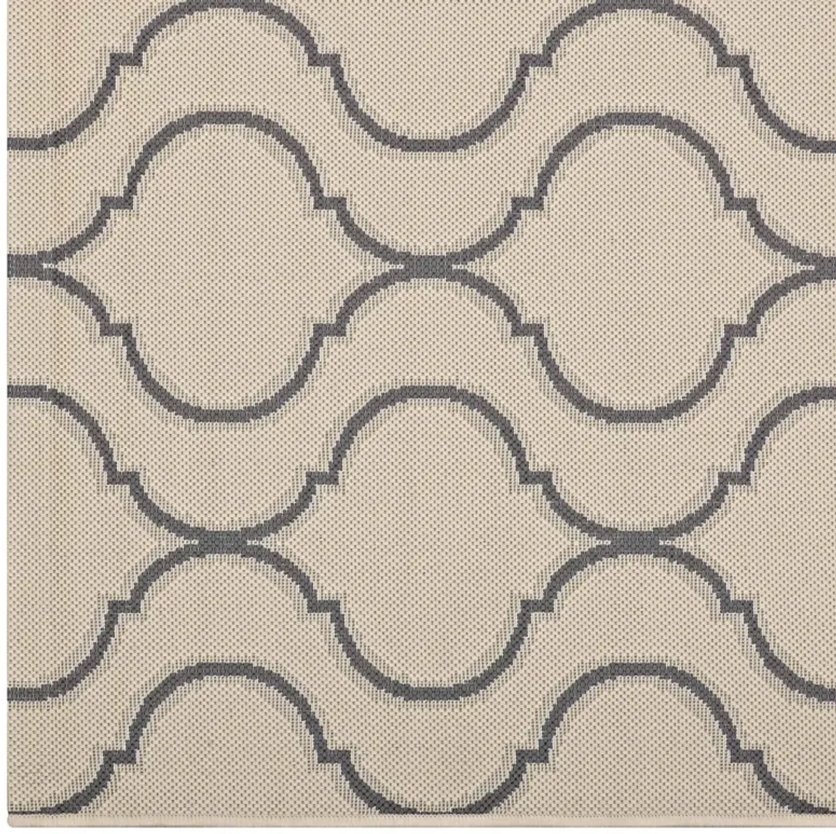 Linza Wave Abstract Trellis 8x10 Indoor and Outdoor Area Rug - Beige and Gray