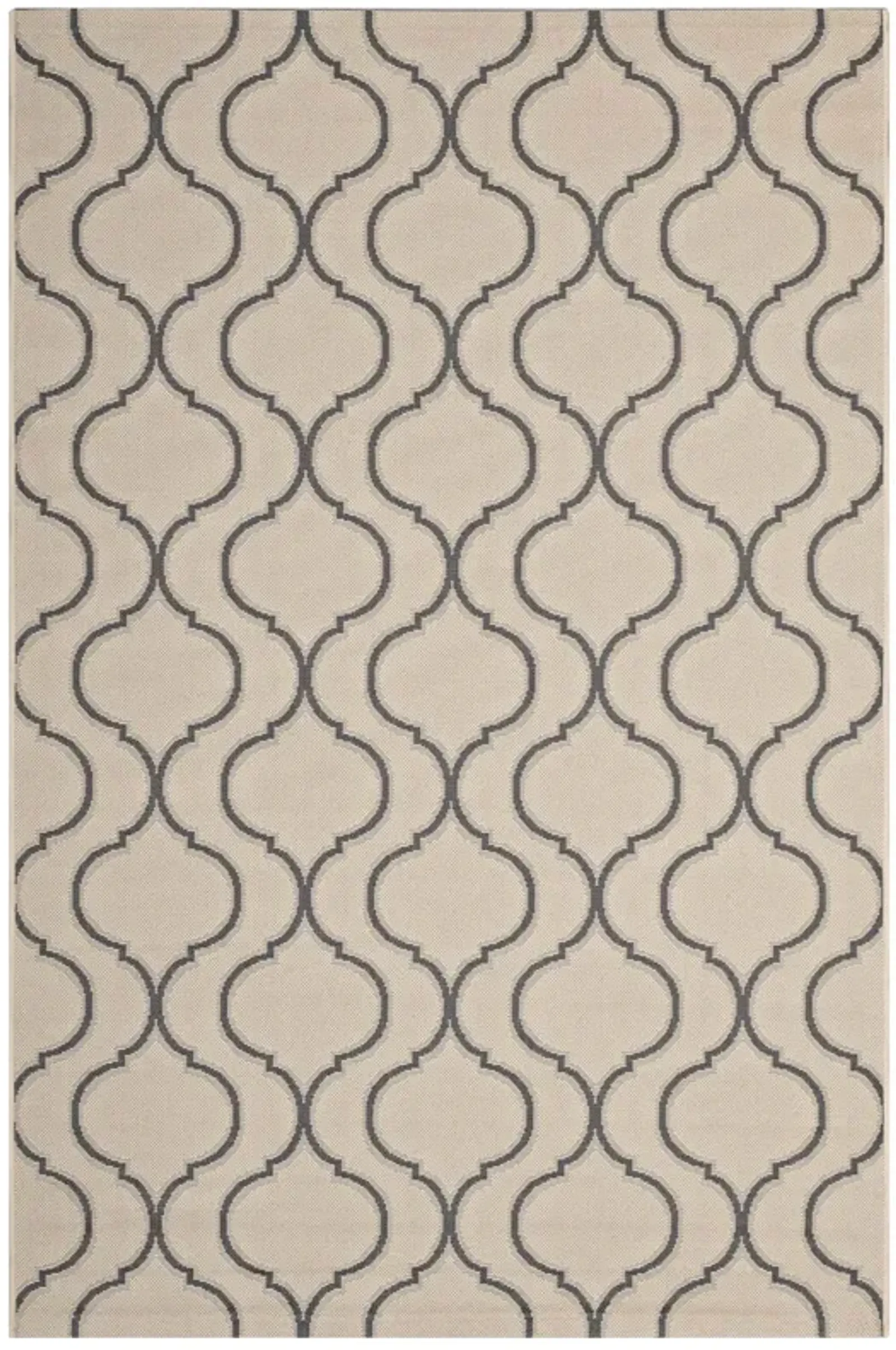 Linza Wave Abstract Trellis 8x10 Indoor and Outdoor Area Rug - Beige and Gray