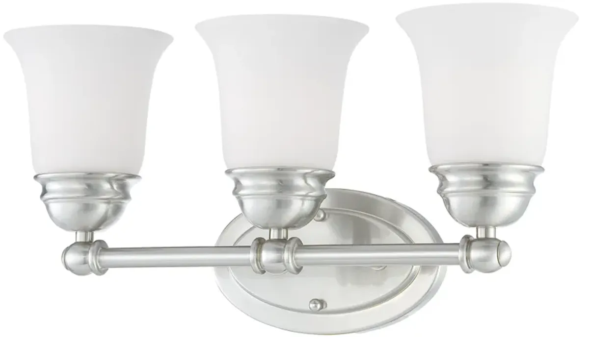 Bella 18'' Wide 3-Light Nickel Vanity Light