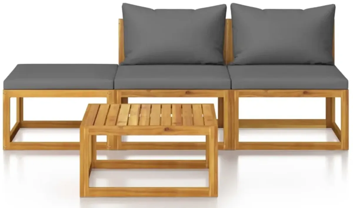 vidaXL 4 Piece Garden Lounge Set with Cushion Solid Acacia Wood