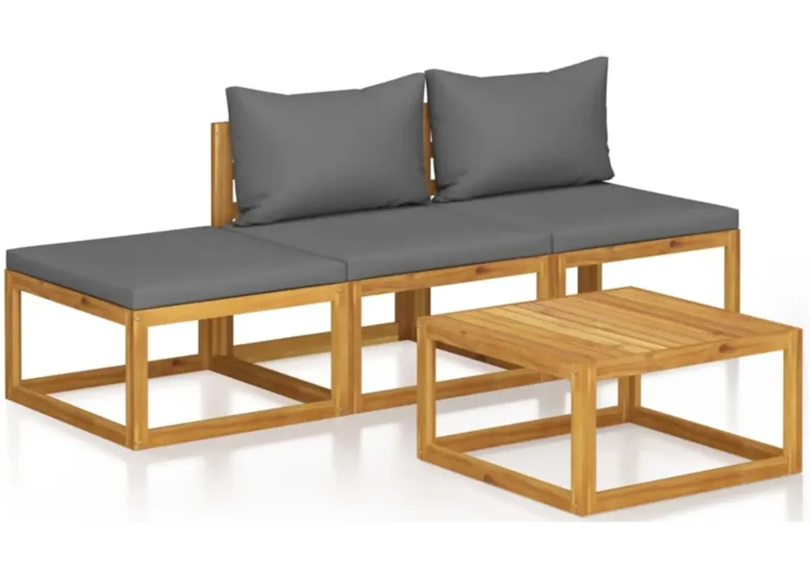 vidaXL 4 Piece Garden Lounge Set with Cushion Solid Acacia Wood