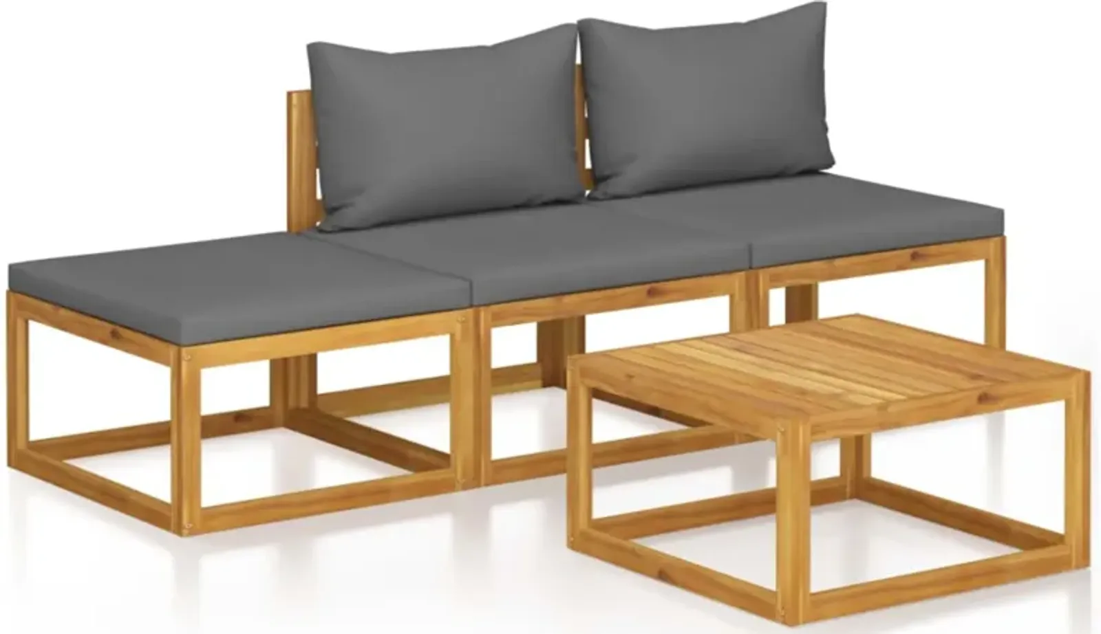 vidaXL 4 Piece Garden Lounge Set with Cushion Solid Acacia Wood