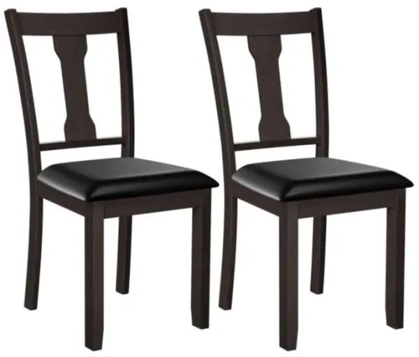 Set of 2 Dining Room Chair with Rubber Wood Frame and Upholstered Padded Seat