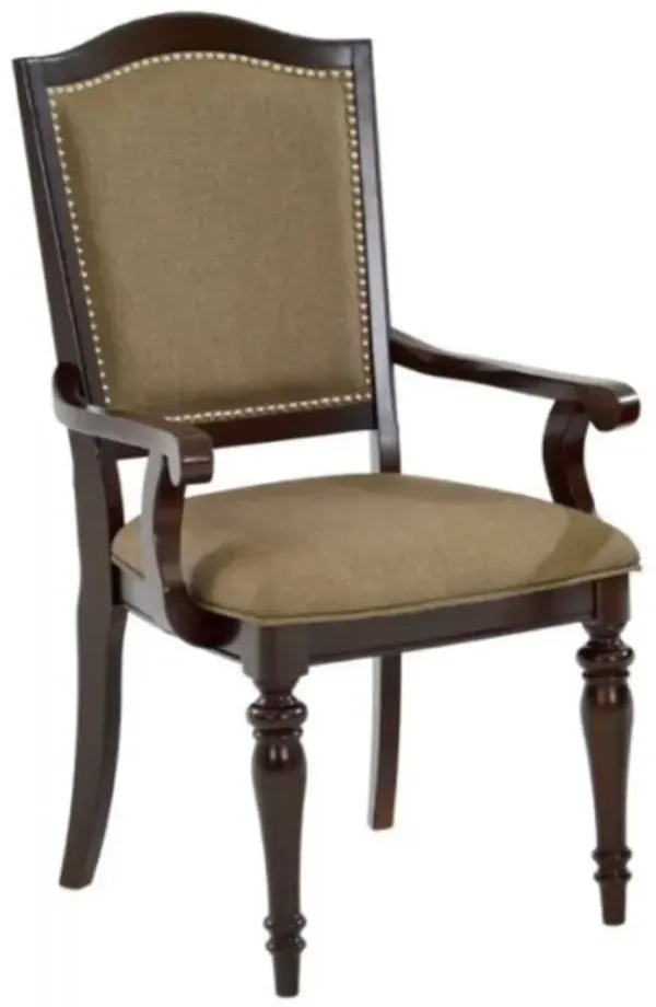 Counter Height Wooden Arm Chair With Turned Legs, Set of 2, Beige & Brown