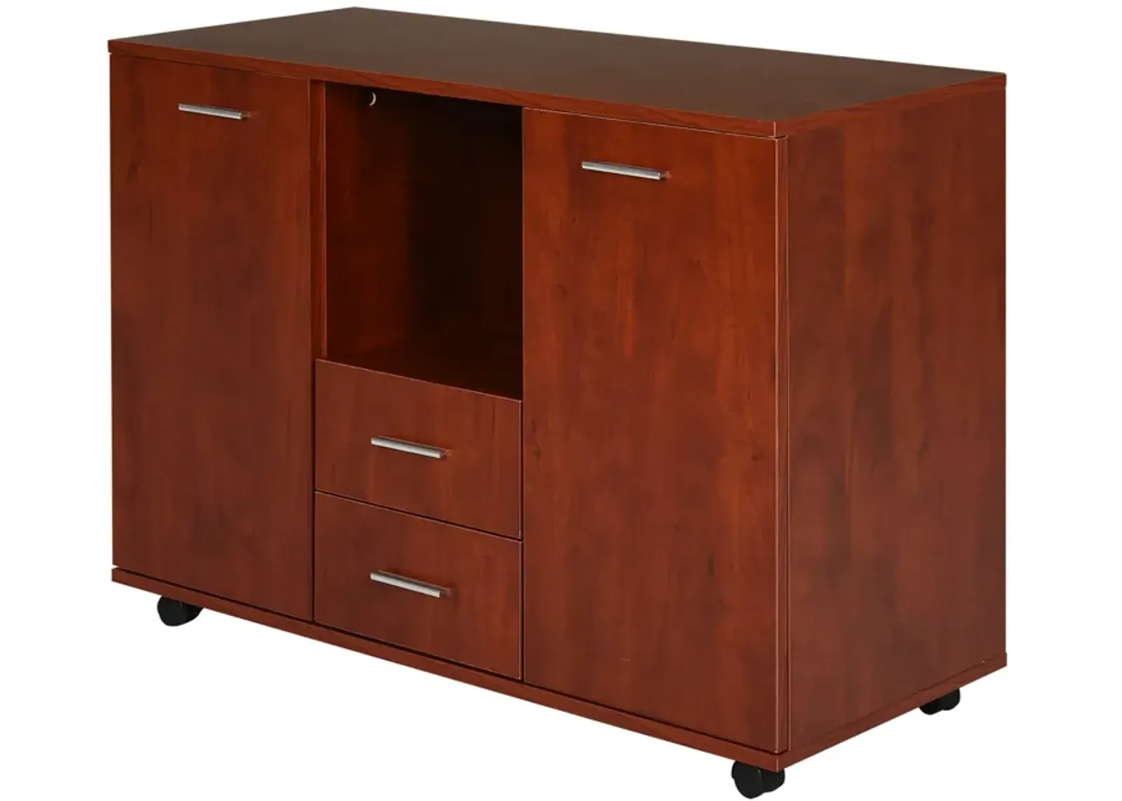 Brown Multitasker: Office Cabinet/Printer Stand with Drawers