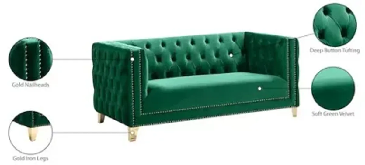 Meridian Furniture Michelle Green Velvet Loveseat