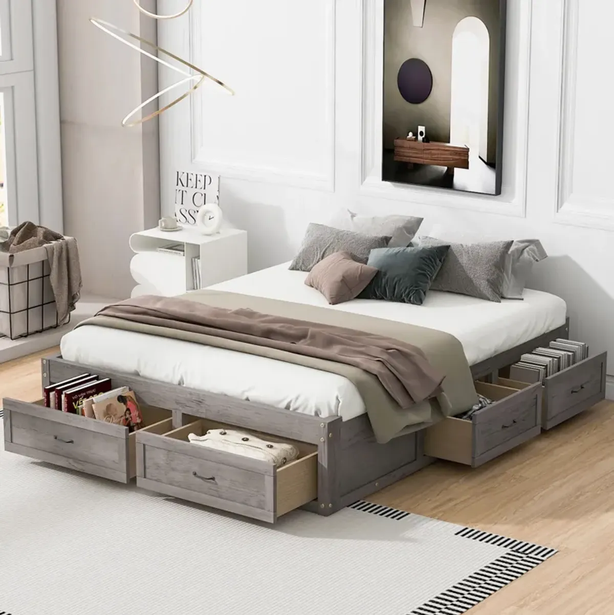 Merax Platform Bed with 6 Storage Drawers