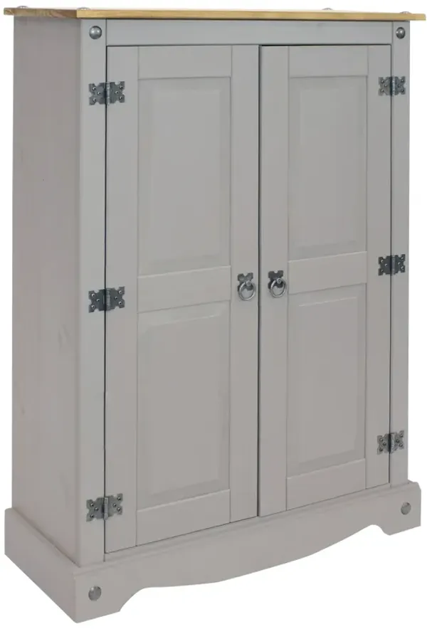 Sunnydaze 2-Door, 2-Shelf Solid Pine Accent Cupboard - Gray - 43 in
