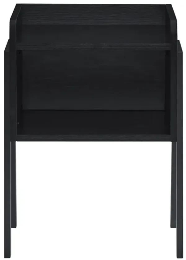 Kazuyo Mid-Century Modern Black Metal Two-Tier End Side Table
