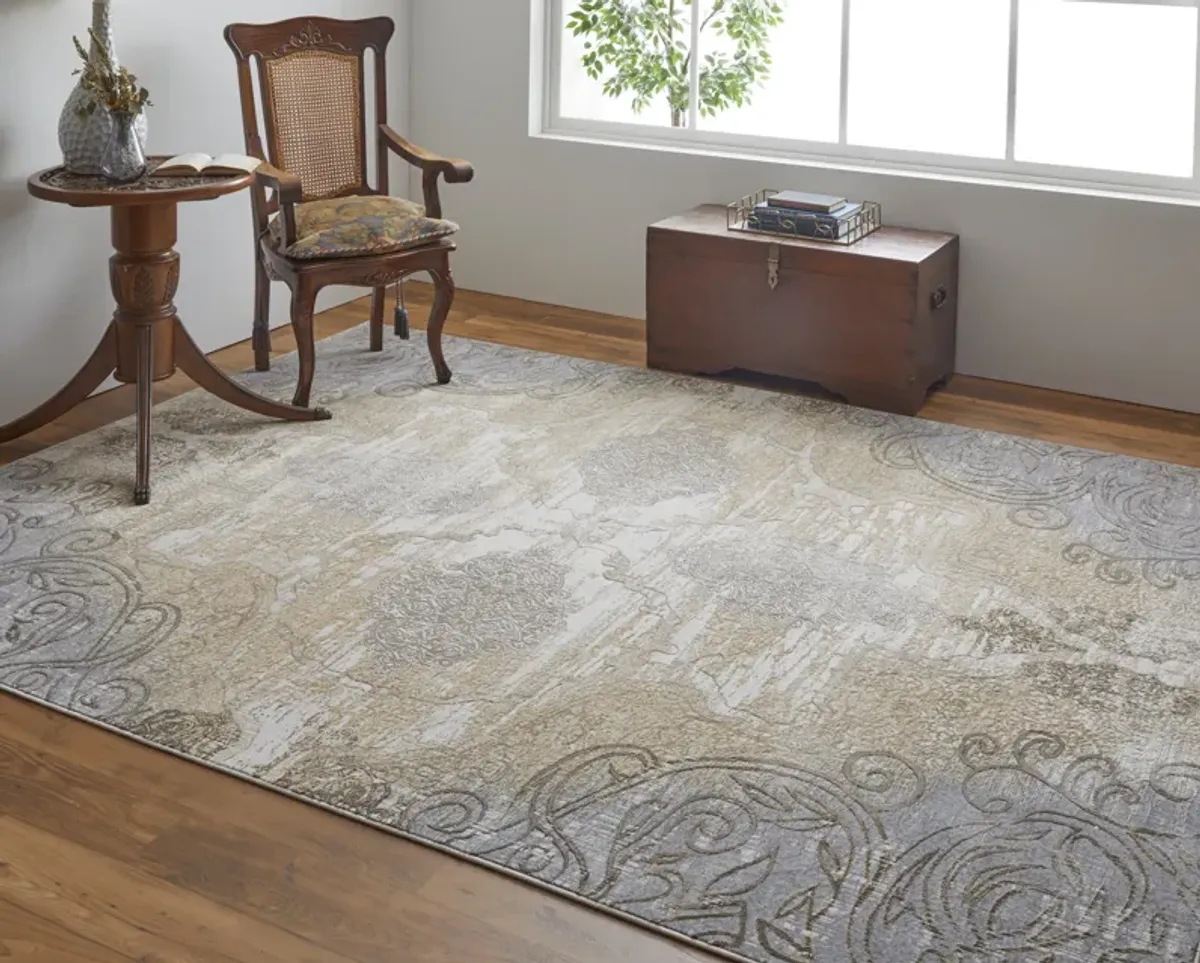 Celene 39L1F Silver/Tan/Gray 7'9" x 7'9" Round Rug