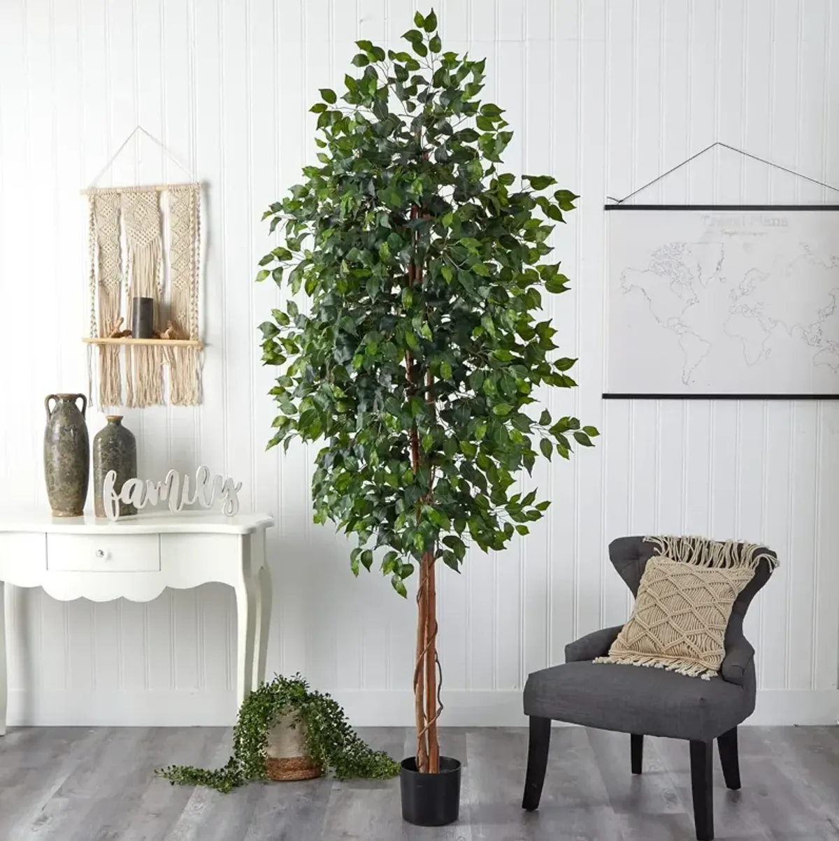 Hivvago 8 Feet Ficus Tree w/1512 Lvs