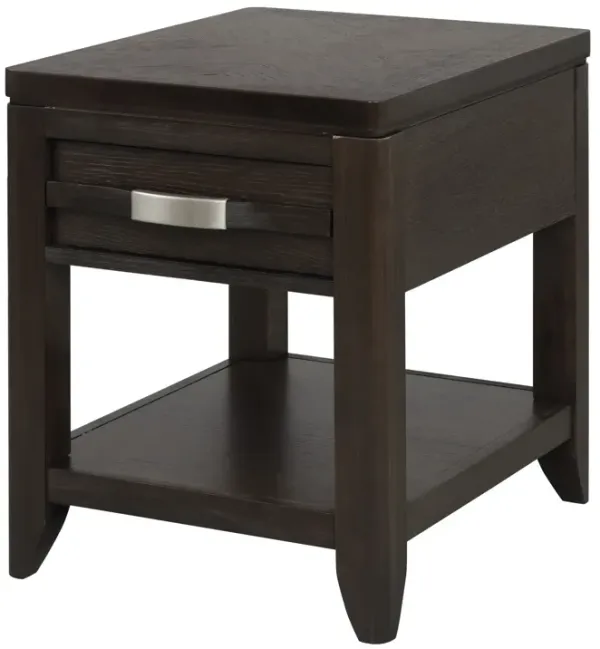 Joni 25 Inch Side End Table, 1 Drawer and Shelf, Espresso Brown Acacia Wood-Benzara
