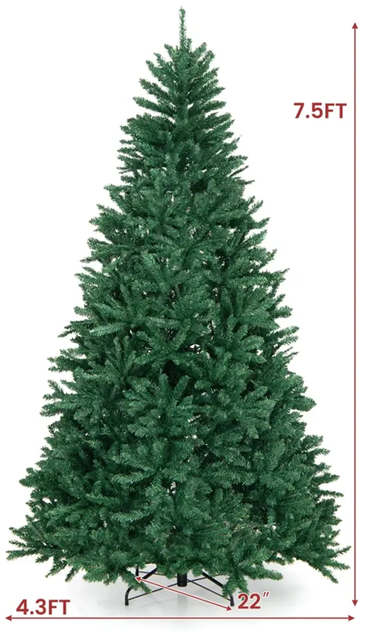 7.5 Feet Artificial Christmas Tree with Folding Metal Stand