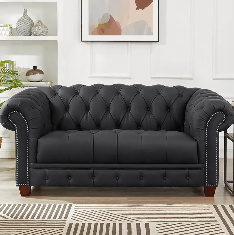 York Top Grain Leather Loveseat