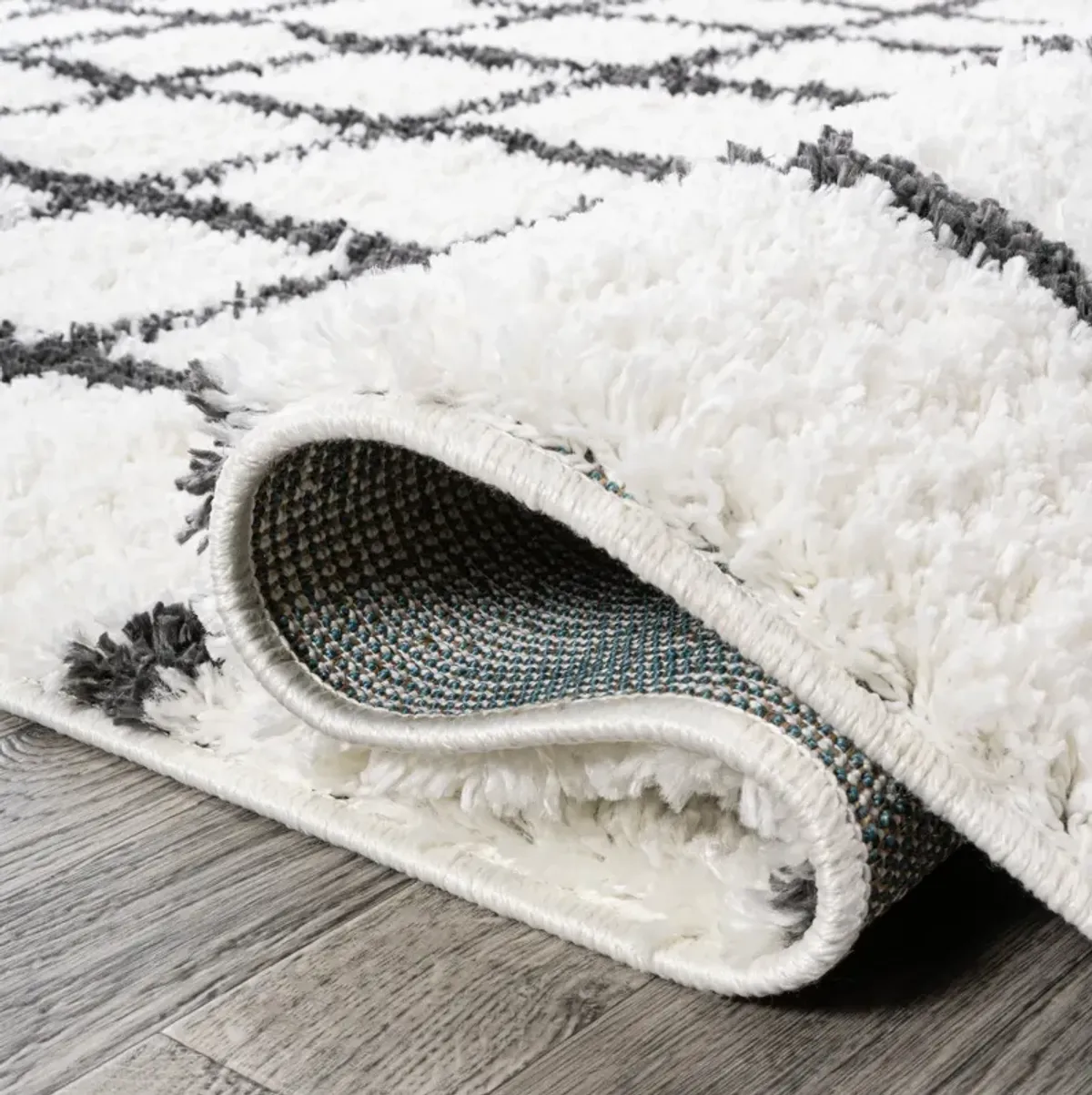 Arenal Geometric Grid Shag Area Rug