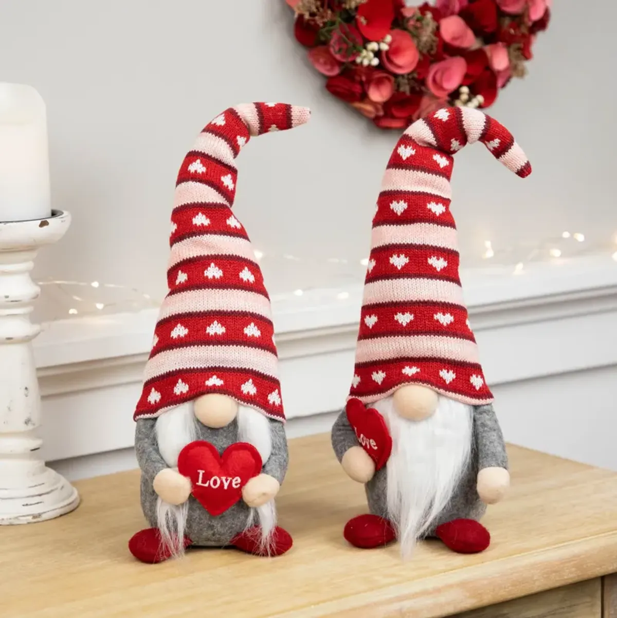 Girl and Boy "Love" Heart Valentine's Day Gnomes - 15" - Set of 2