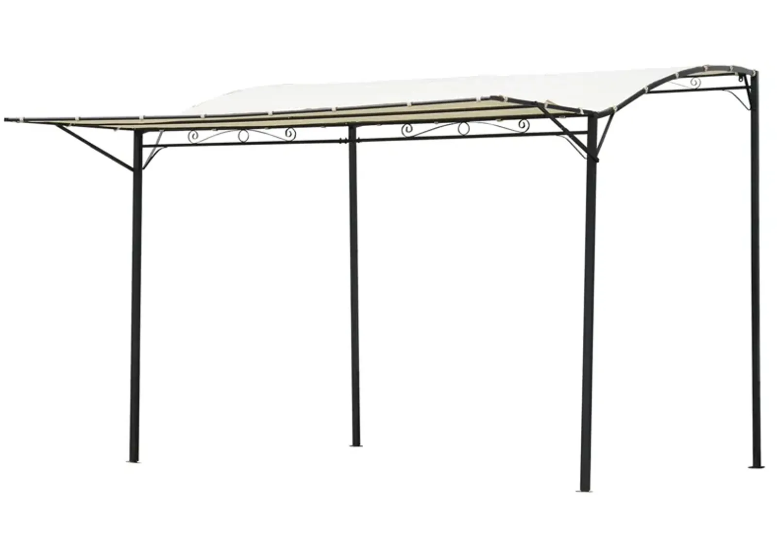 Beige Patio Cover: 10x8ft Metal Pergola with Extendable Side Awning