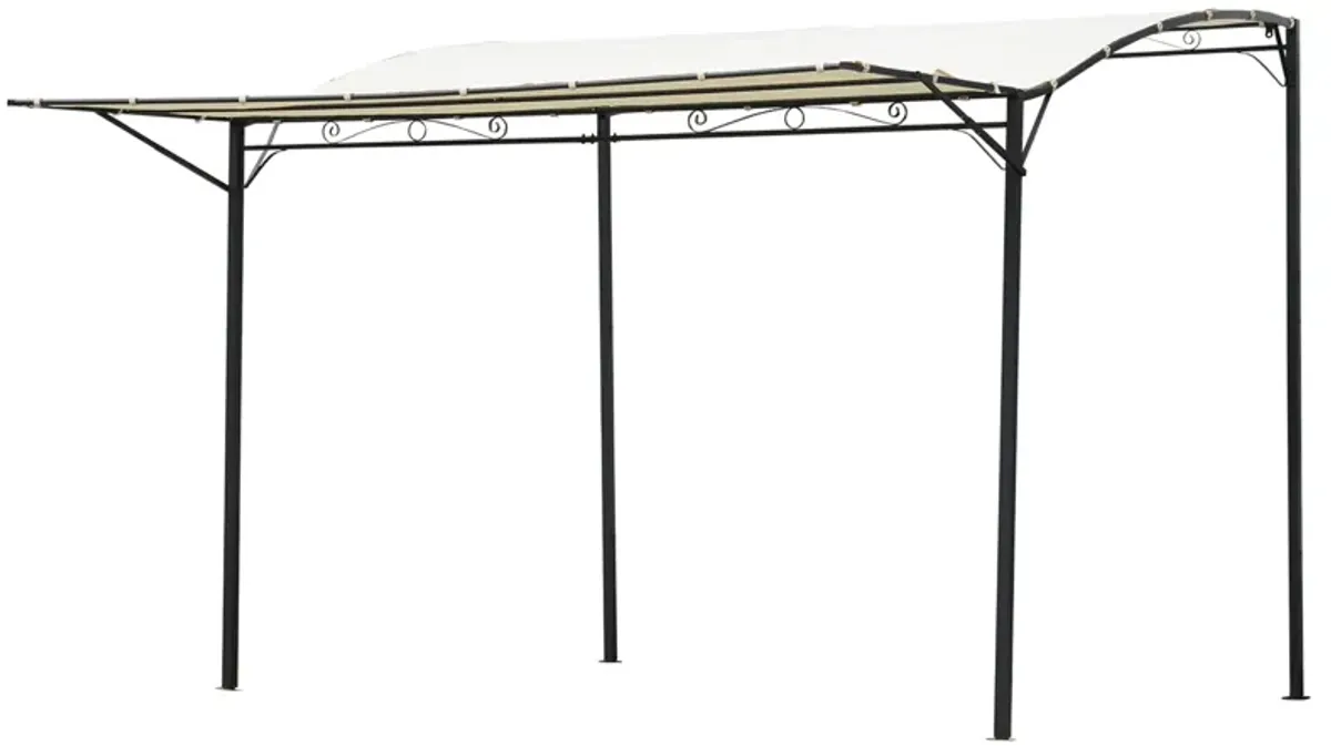 Beige Patio Cover: 10x8ft Metal Pergola with Extendable Side Awning