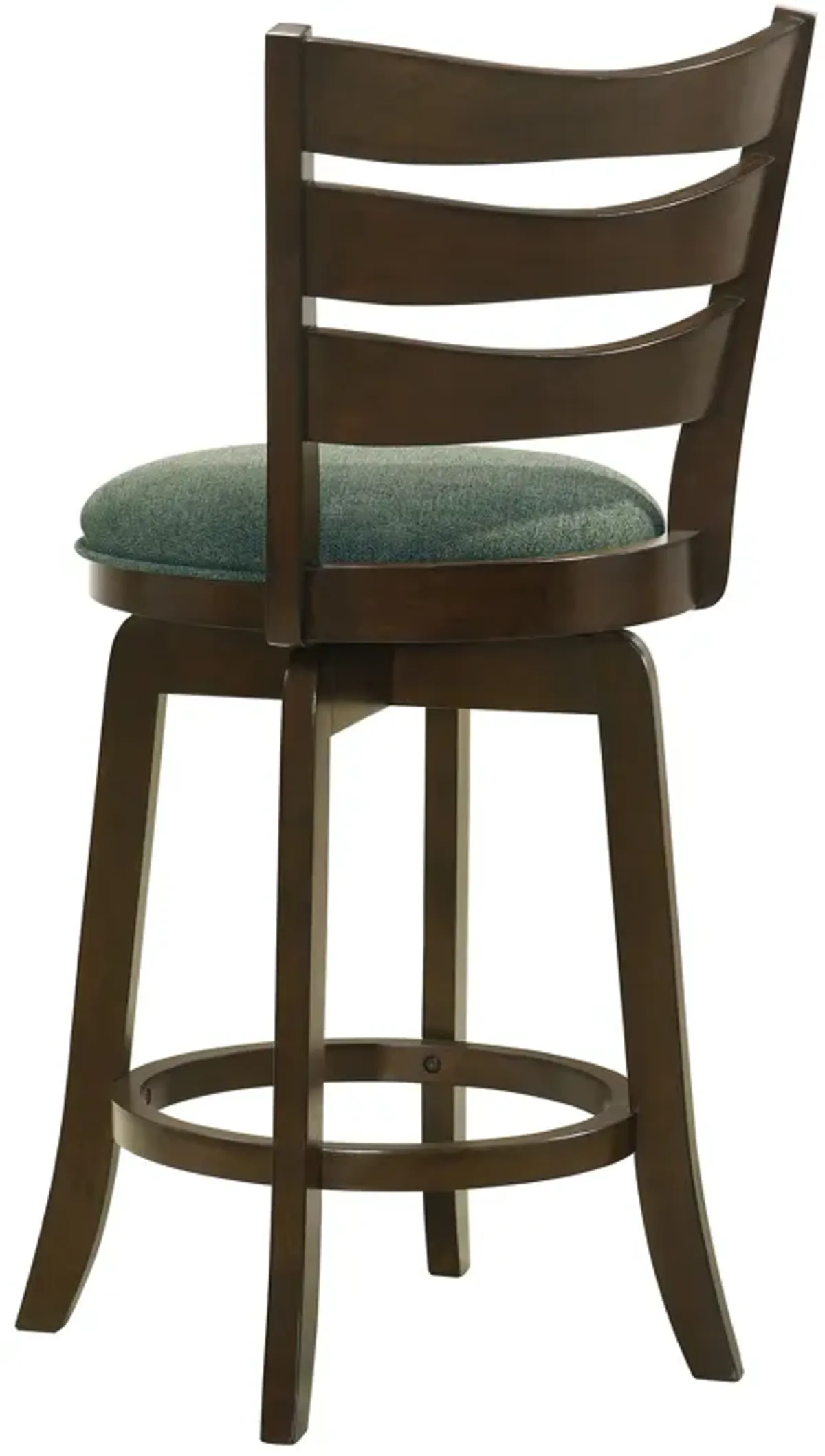 Mona Swivel Counter Height Chair, Hunter Green Fabric, Dark Cherry Brown - Benzara