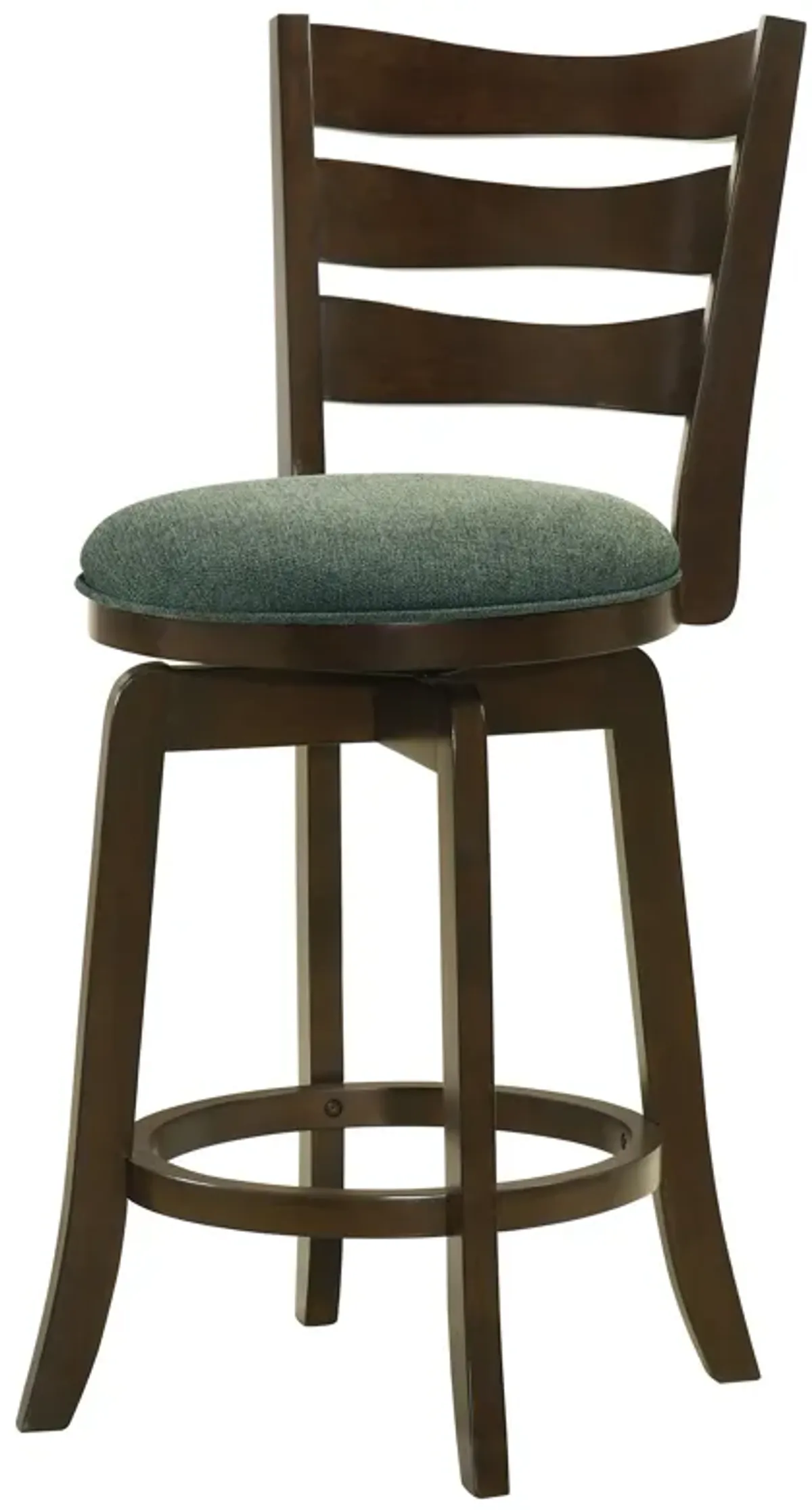 Mona Swivel Counter Height Chair, Hunter Green Fabric, Dark Cherry Brown - Benzara