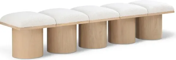 Meridian Furniture Pavilion Cream Boucle Fabric Bench